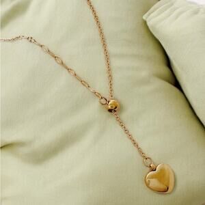 NEW 18K yellow gold plated waterproof heart tassel necklace jewelry B29A
